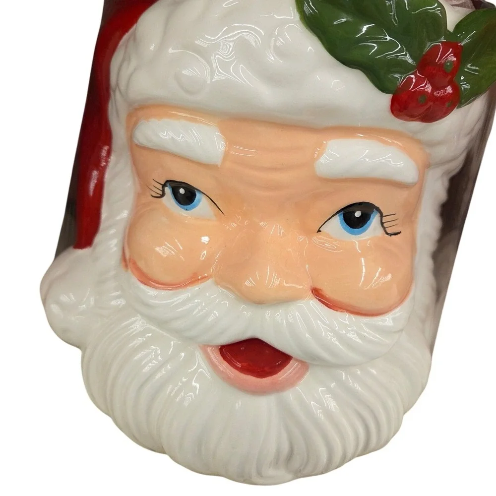 Vintage Style Ceramic Santa Cookie Jar Christmas Holiday Decoration‎